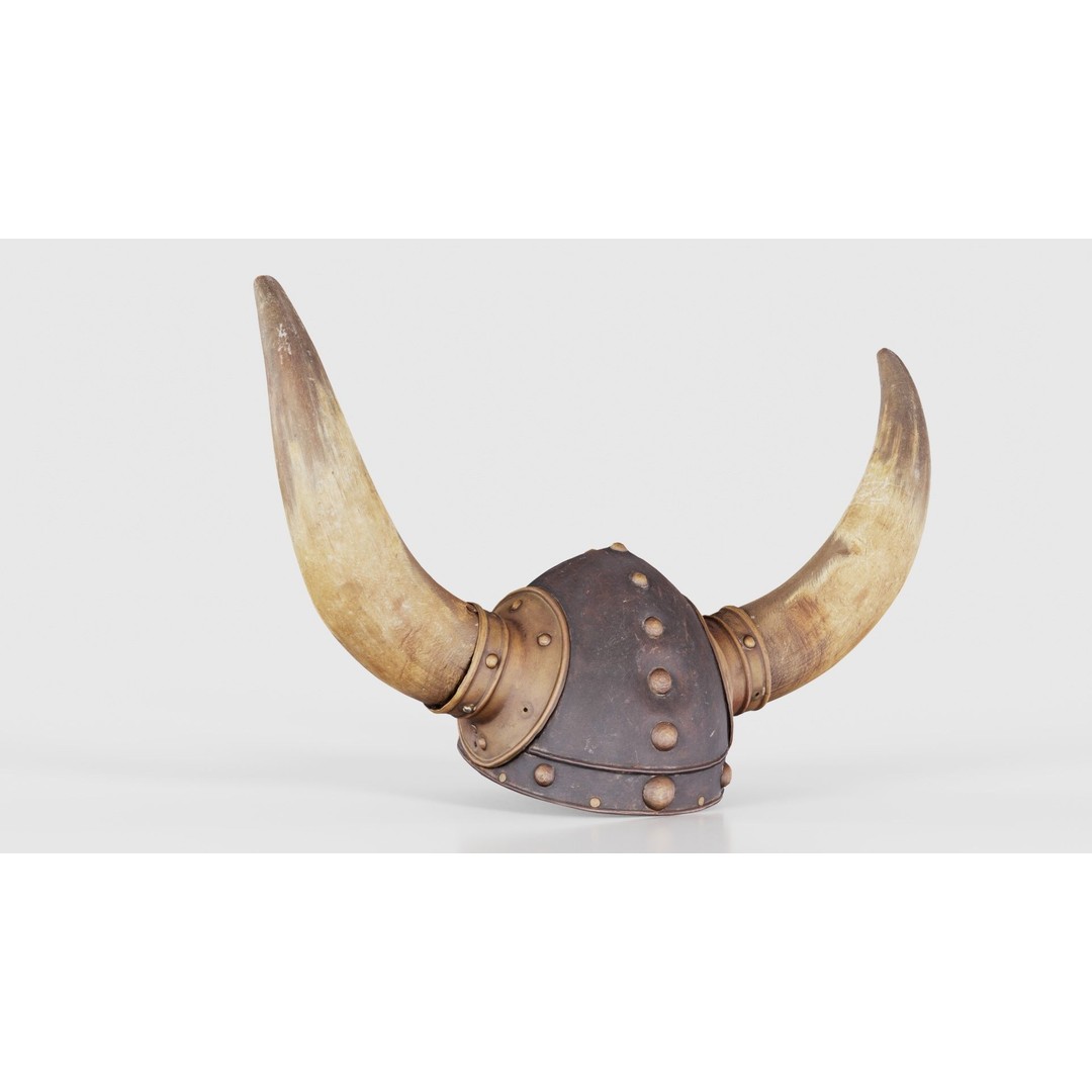 Horned Viking Helmet 3D Model – Low Poly Character Headwear, FBX - View 24