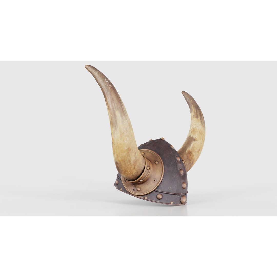 Horned Viking Helmet 3D Model – Low Poly Character Headwear, FBX - View 25