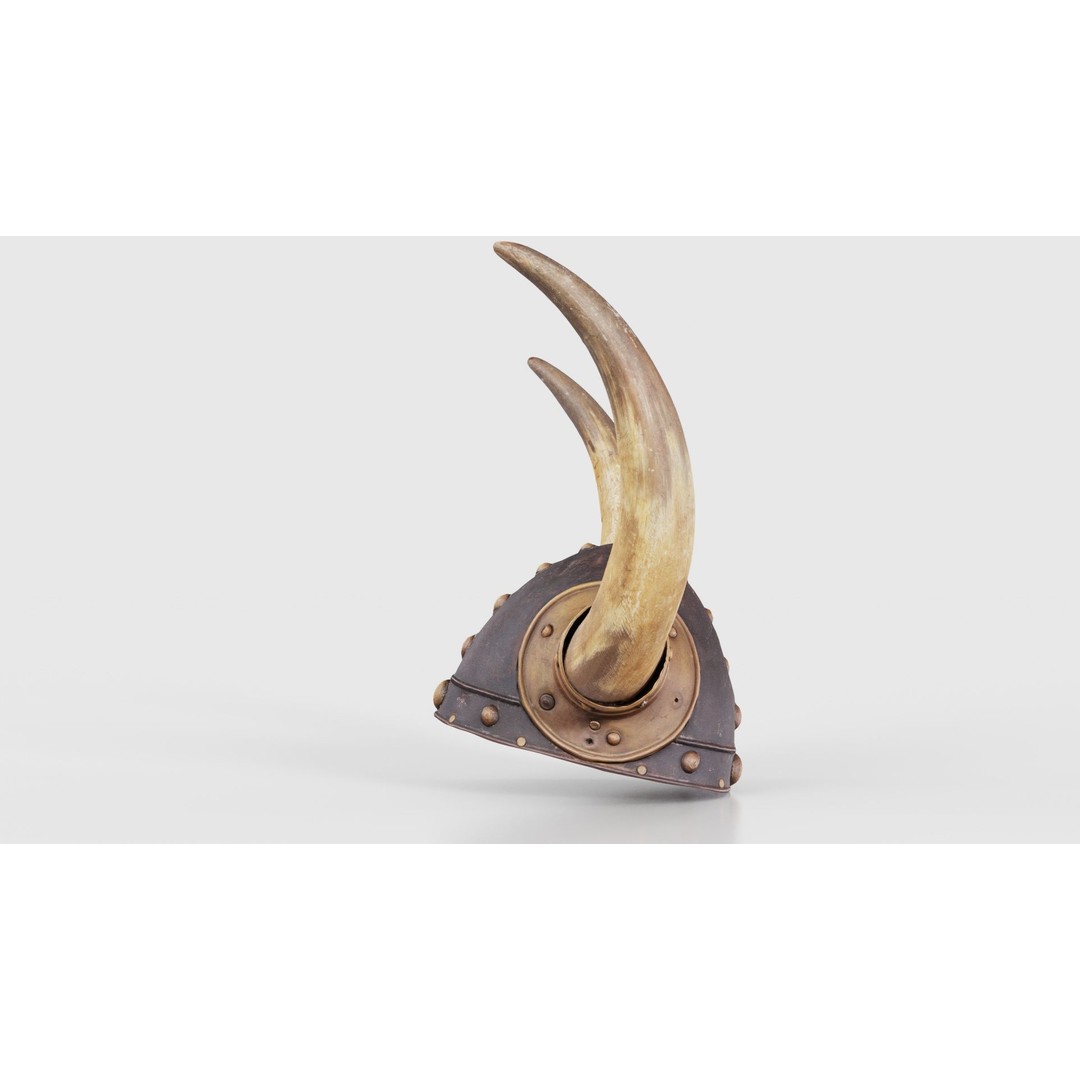 Horned Viking Helmet 3D Model – Low Poly Character Headwear, FBX - View 26