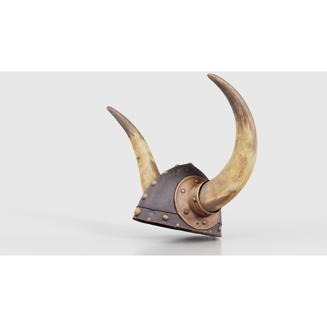 Horned Viking Helmet 3D Model – Low Poly Character Headwear, FBX - View 27