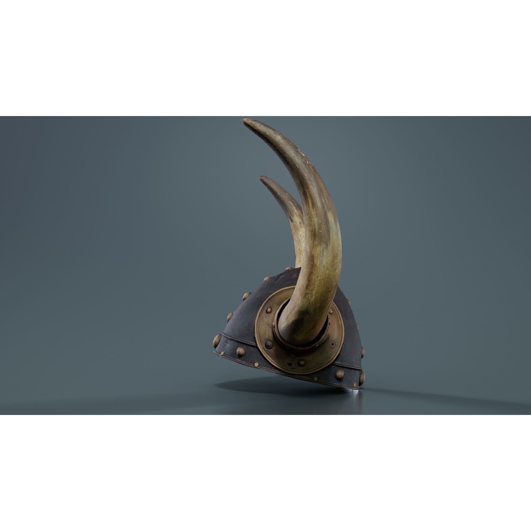 Horned Viking Helmet 3D Model – Low Poly Character Headwear, FBX - View 4