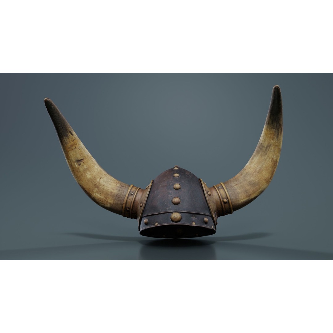 Horned Viking Helmet 3D Model – Low Poly Character Headwear, FBX - View 5