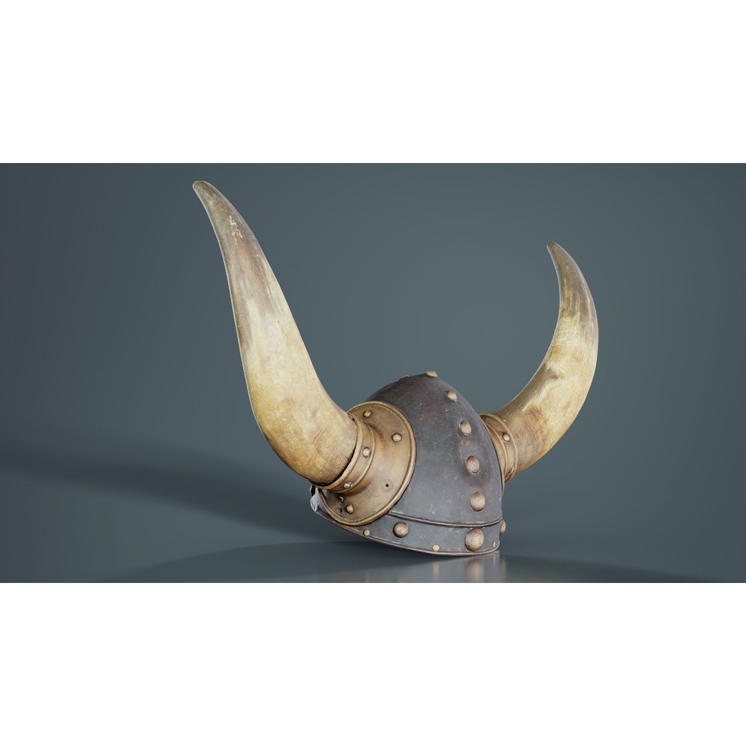 Horned Viking Helmet 3D Model – Low Poly Character Headwear, FBX - View 8