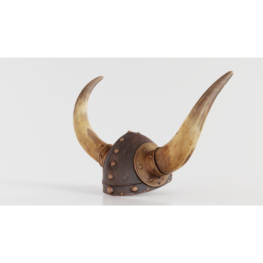 Horned Viking Helmet 3D Model – Low Poly Character Headwear, FBX - View 9