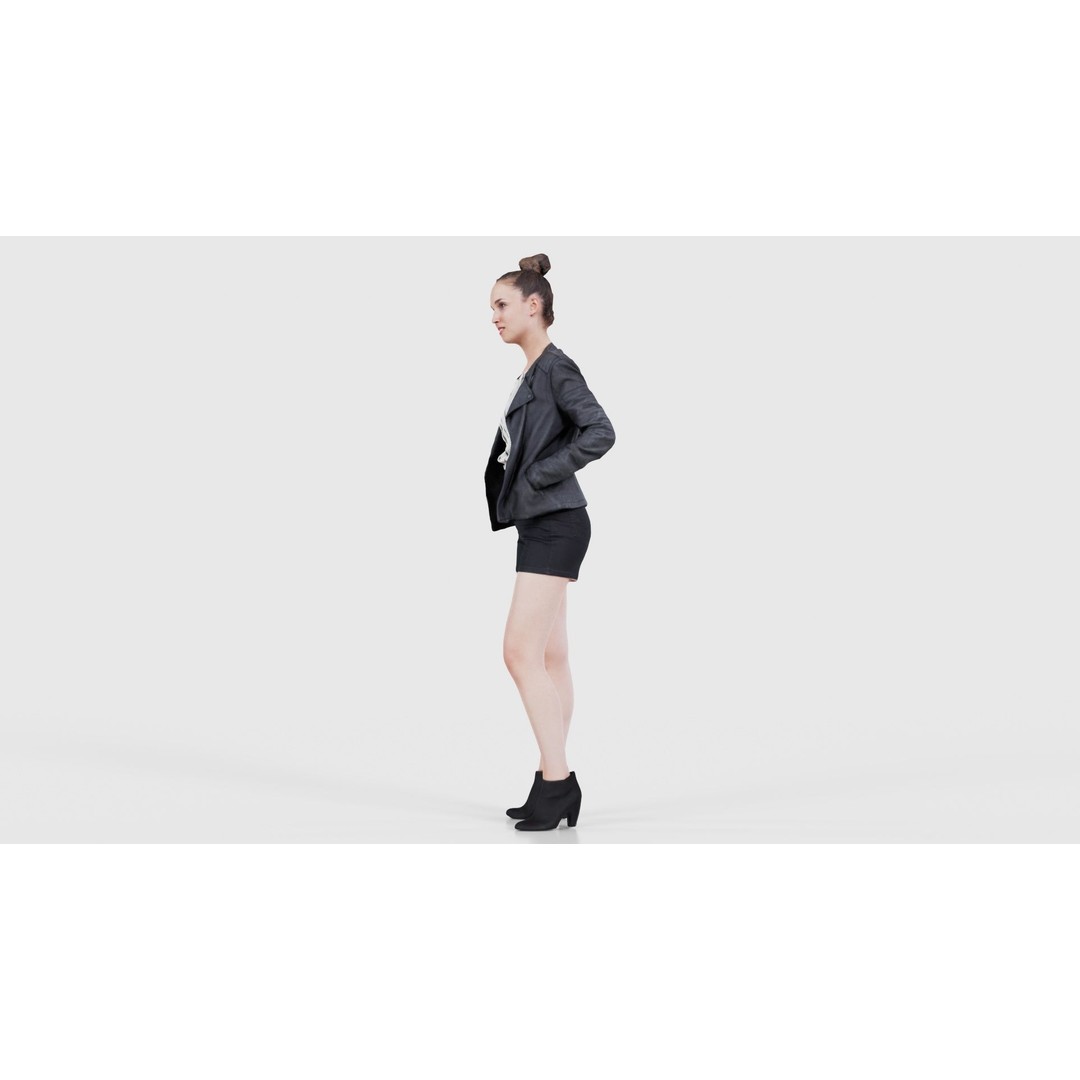Woman 3D Model – Low Poly Character with Blouse and Leather Jacket