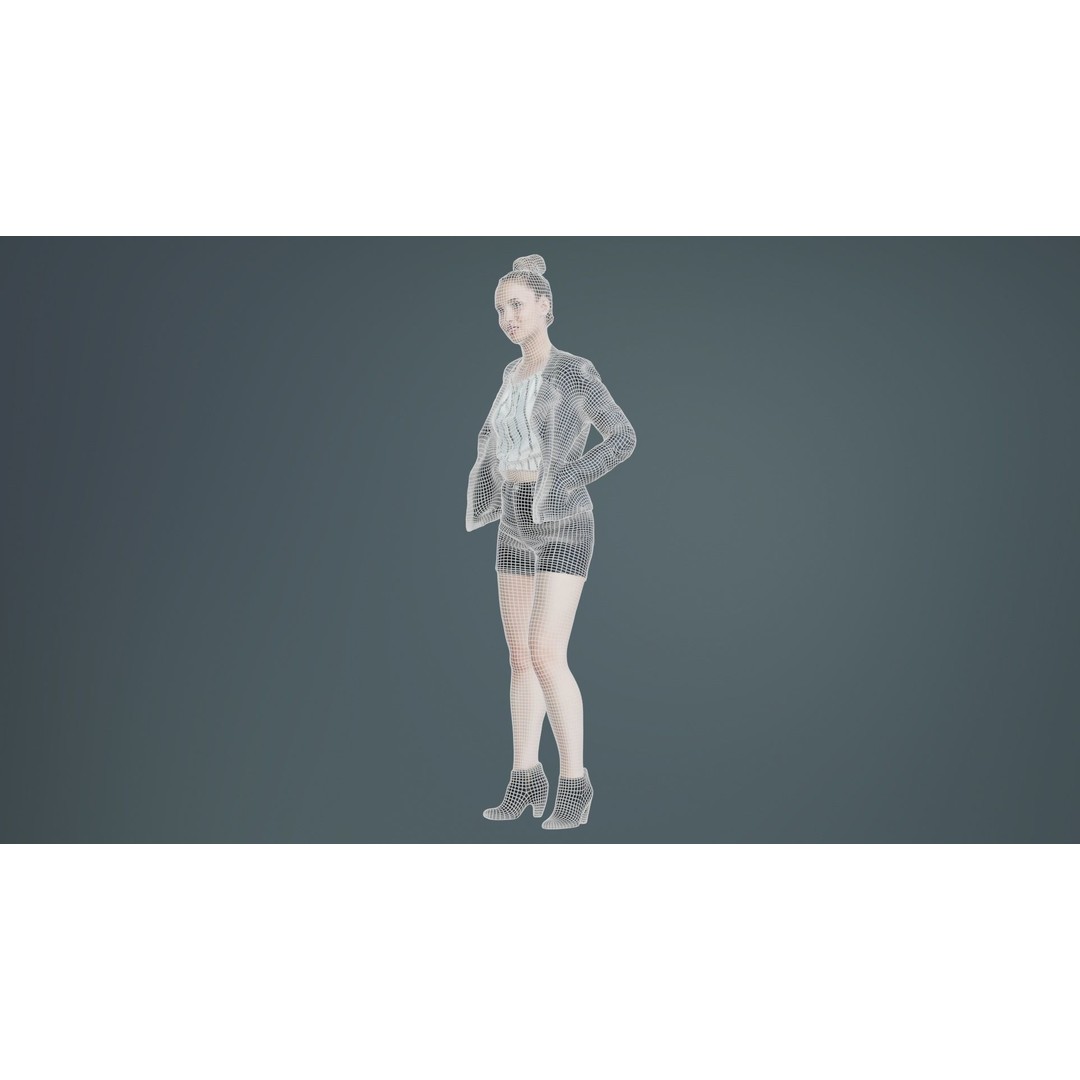 Woman 3D Model – Low Poly Character with Blouse and Leather Jacket - View 11