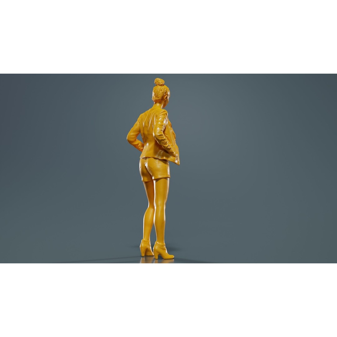 Woman 3D Model – Low Poly Character with Blouse and Leather Jacket - View 15