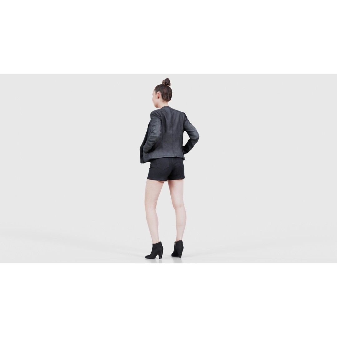 Woman 3D Model – Low Poly Character with Blouse and Leather Jacket - View 26