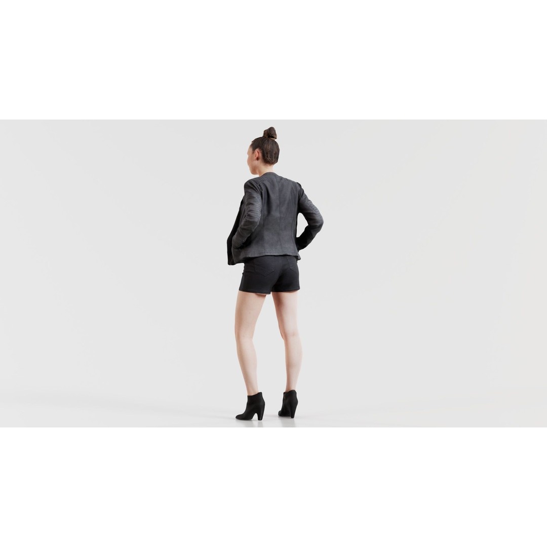 Woman 3D Model – Low Poly Character with Blouse and Leather Jacket - View 3