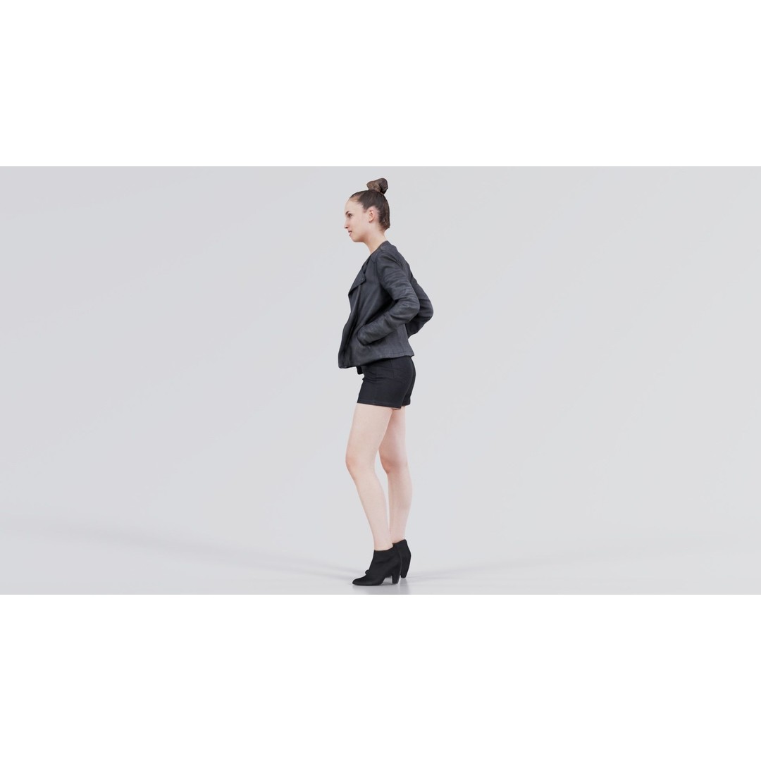 Woman 3D Model – Low Poly Character with Blouse and Leather Jacket - View 9