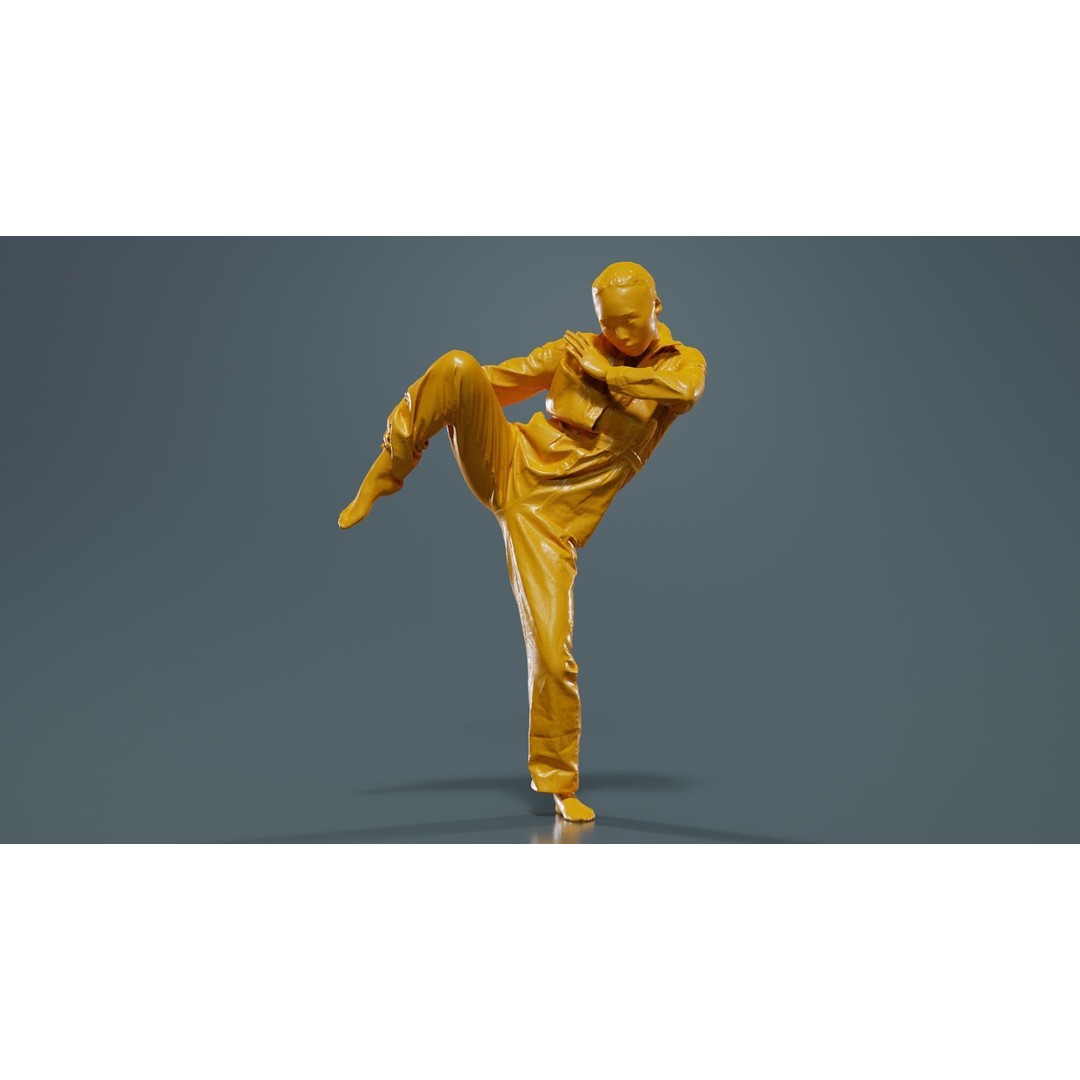 Asian Woman 3D Model – Low Poly Character in Denim Jumpsuit, FBX - View 14