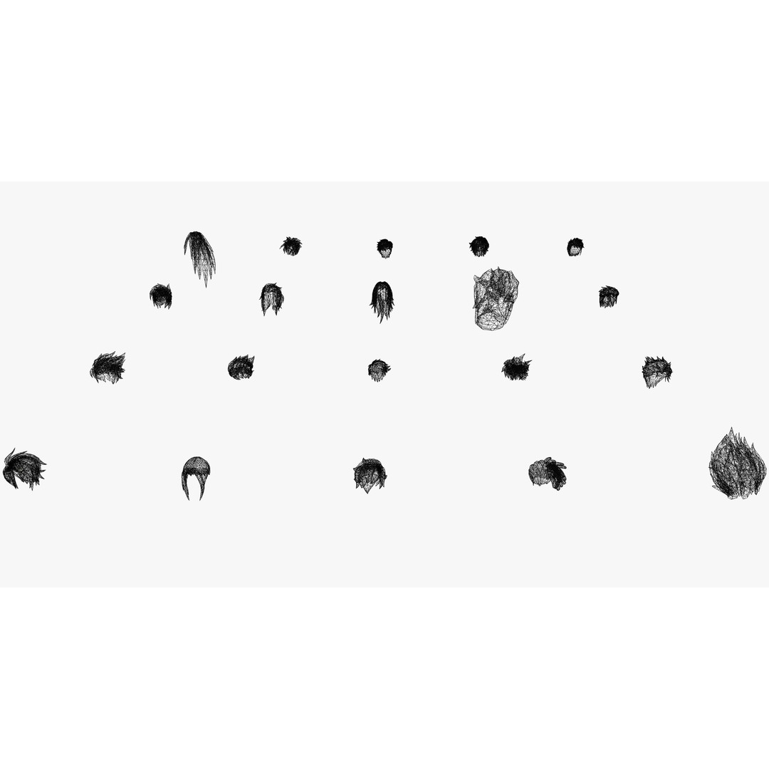 Stylized Male Hair Models 3D Model – Low Poly Game Asset, Blender, FBX