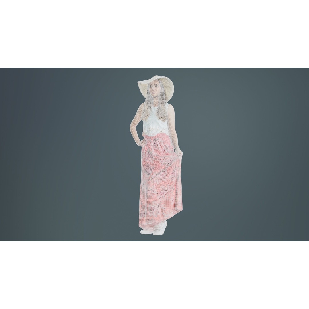 Woman in Pink Dress 3D Model – Low Poly Character, FBX, Blender - View 11