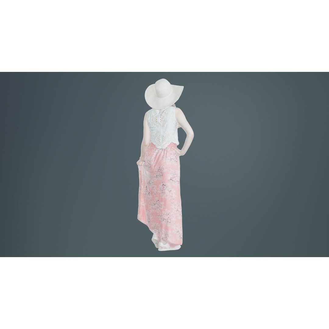 Woman in Pink Dress 3D Model – Low Poly Character, FBX, Blender - View 12