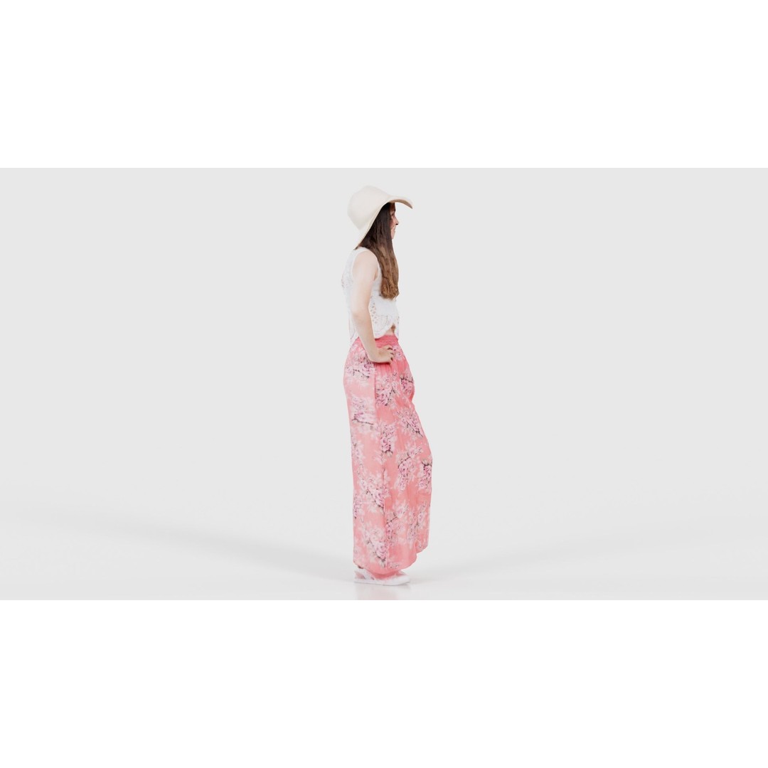 Woman in Pink Dress 3D Model – Low Poly Character, FBX, Blender - View 21