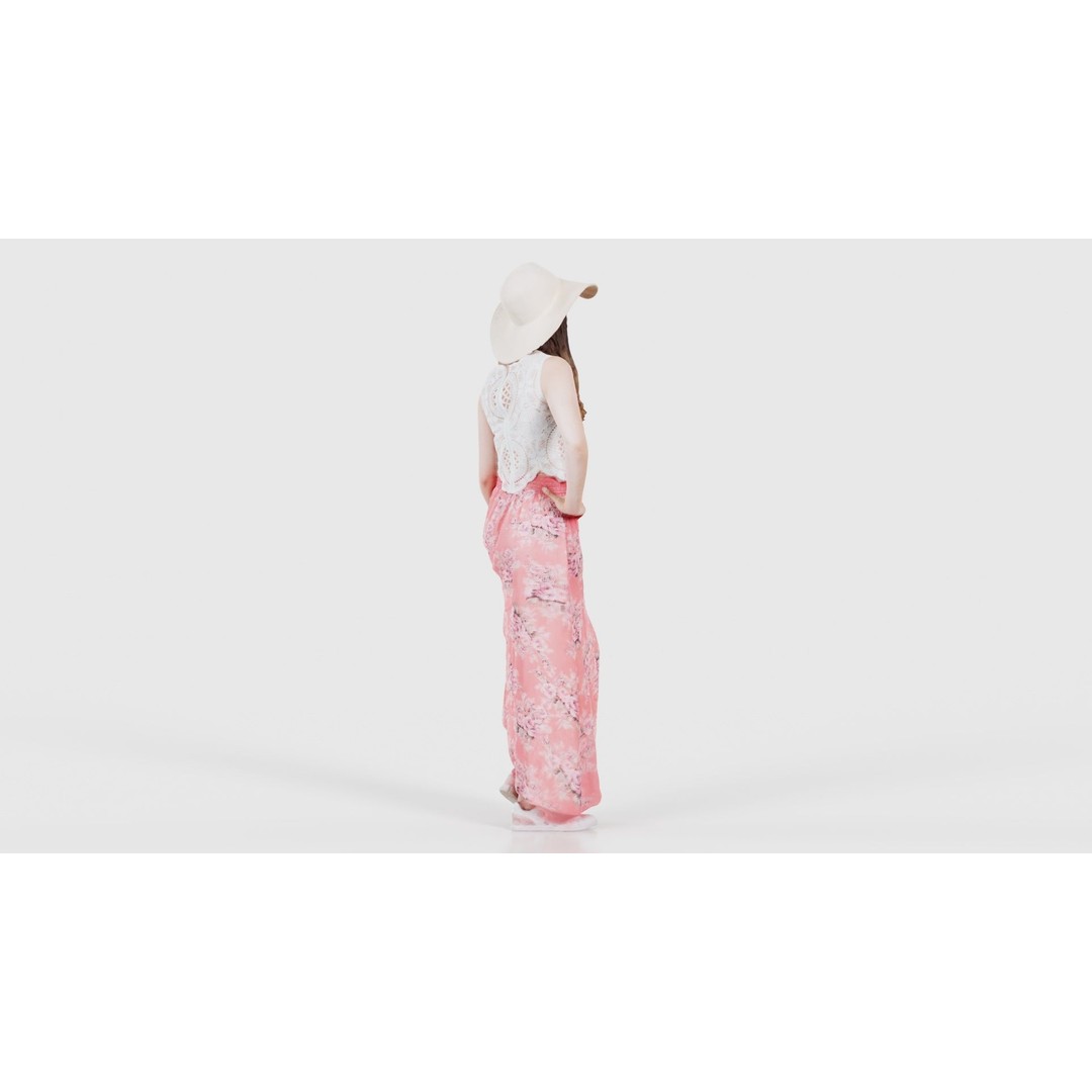 Woman in Pink Dress 3D Model – Low Poly Character, FBX, Blender - View 22