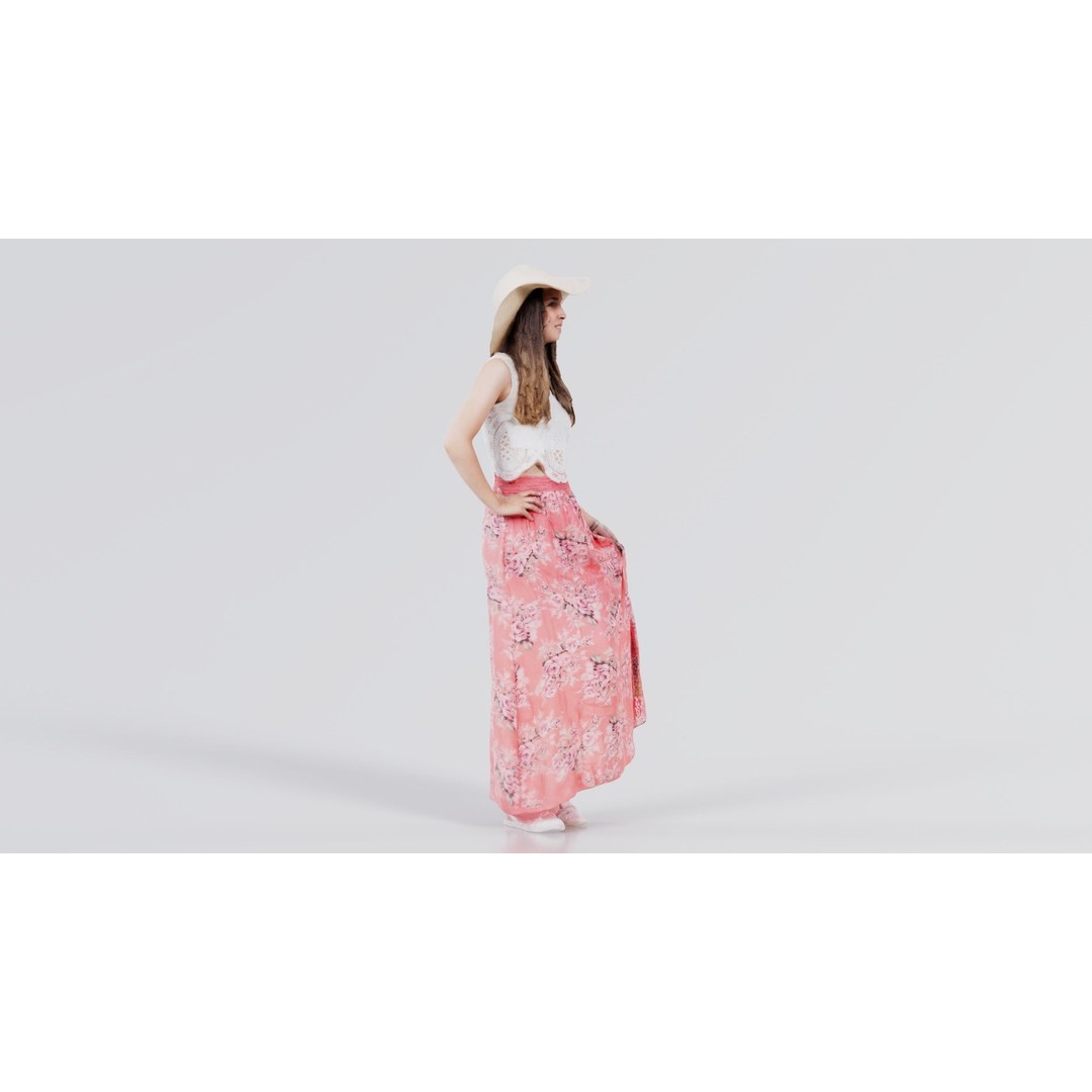 Woman in Pink Dress 3D Model – Low Poly Character, FBX, Blender - View 3