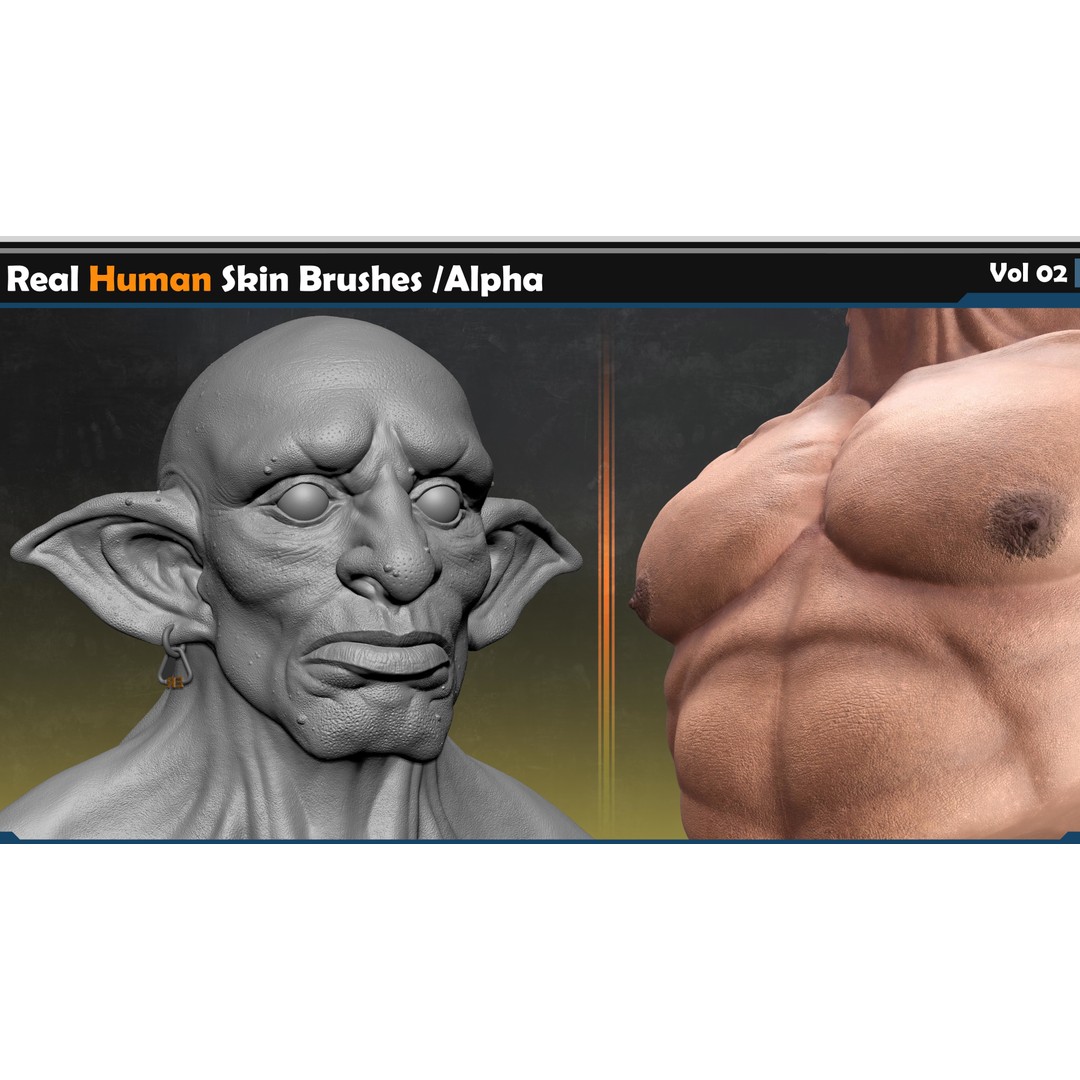 Real Human Skin Brushes 3D Model – High-Quality Alpha Set, VDM for Blender - View 5