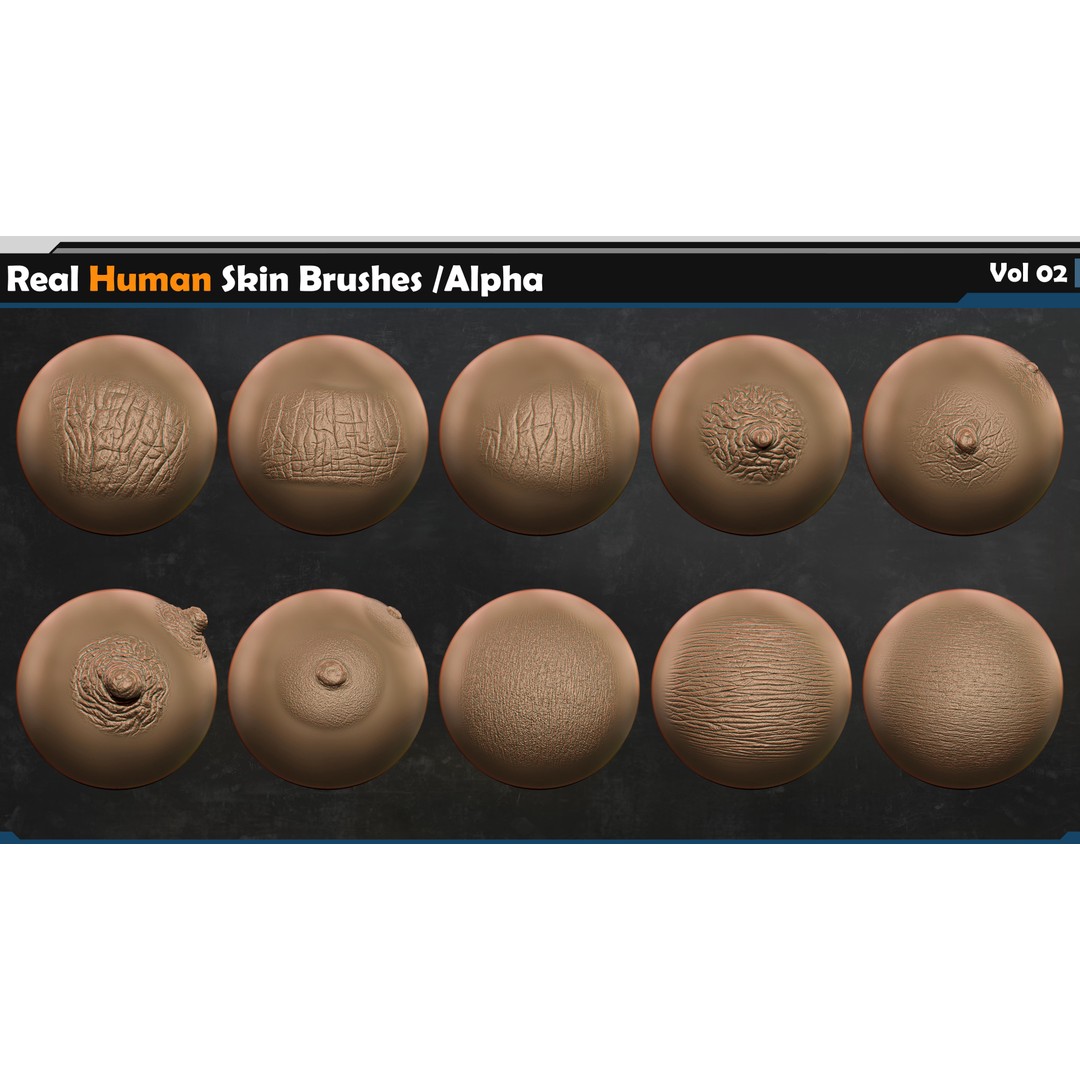 Real Human Skin Brushes 3D Model – High-Quality Alpha Set, VDM for Blender - View 8
