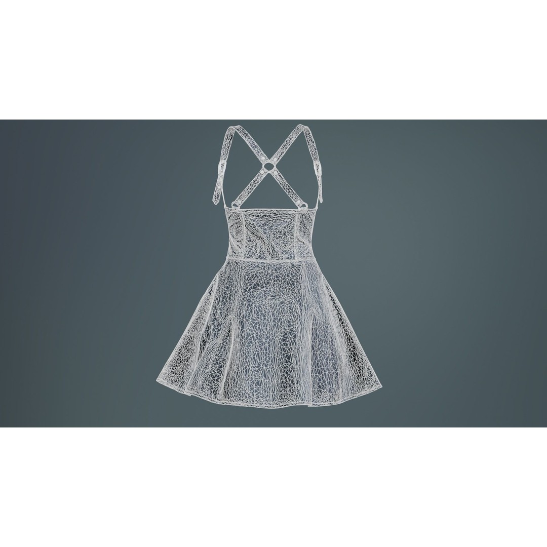 Crossed Back Fetish Dress 3D Model – Low Poly PBR Character Asset, Blender - View 12