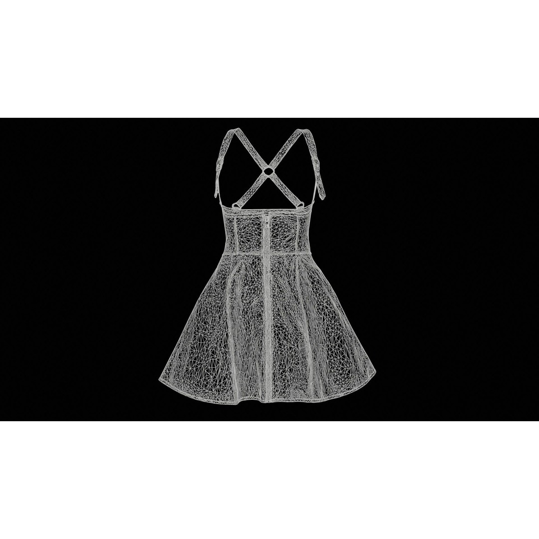 Crossed Back Fetish Dress 3D Model – Low Poly PBR Character Asset, Blender - View 13