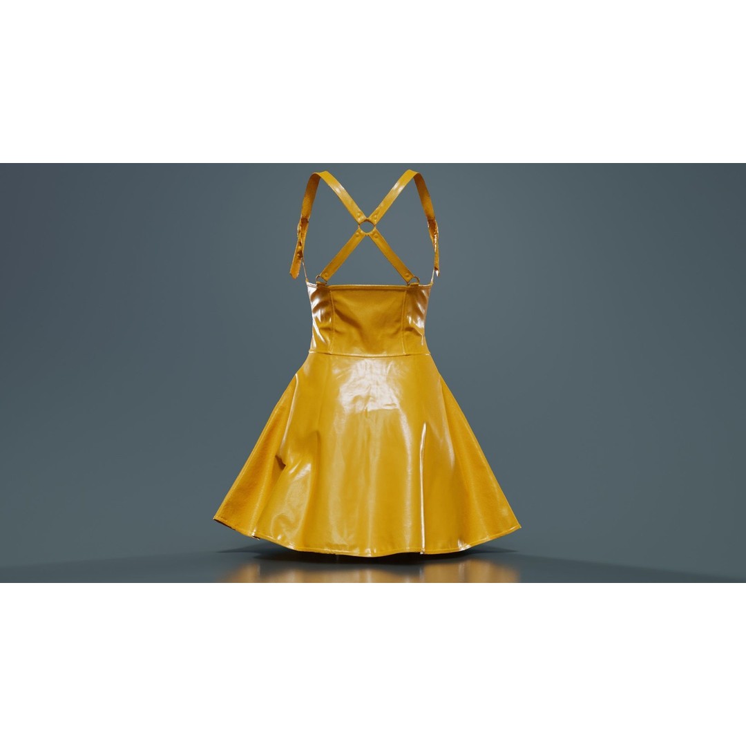 Crossed Back Fetish Dress 3D Model – Low Poly PBR Character Asset, Blender - View 15