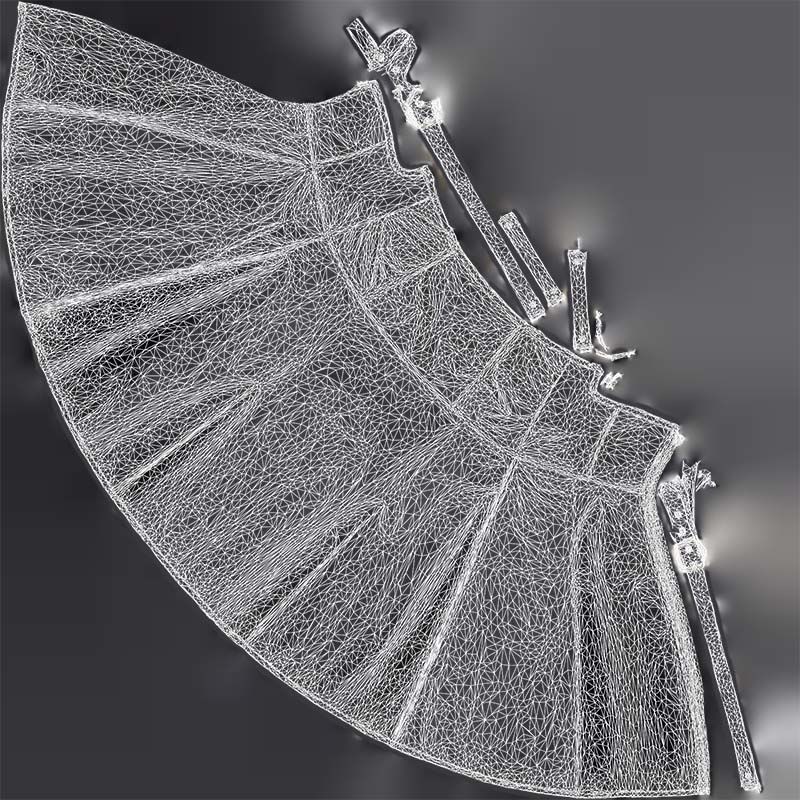 Crossed Back Fetish Dress 3D Model – Low Poly PBR Character Asset, Blender - View 16