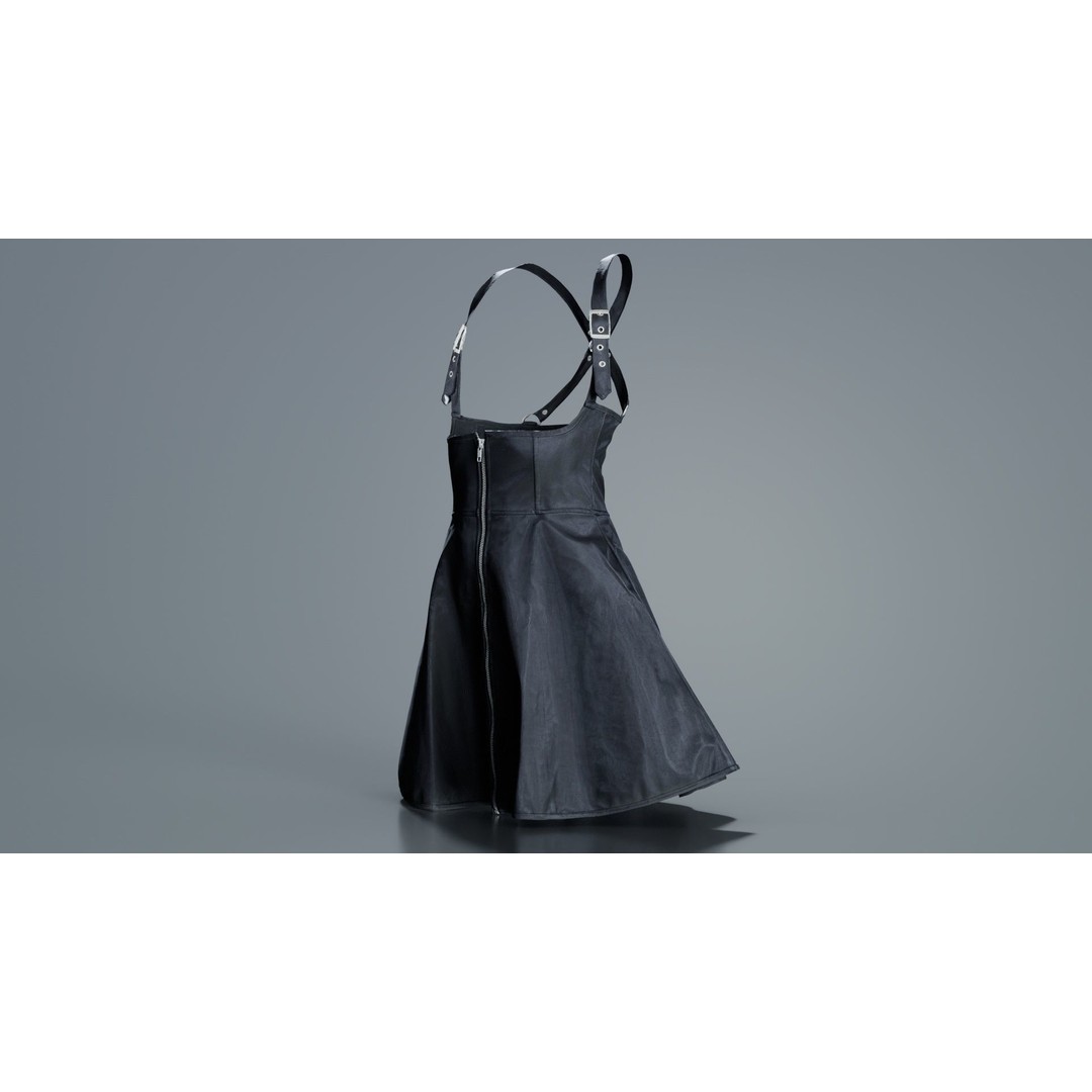 Crossed Back Fetish Dress 3D Model – Low Poly PBR Character Asset, Blender - View 3