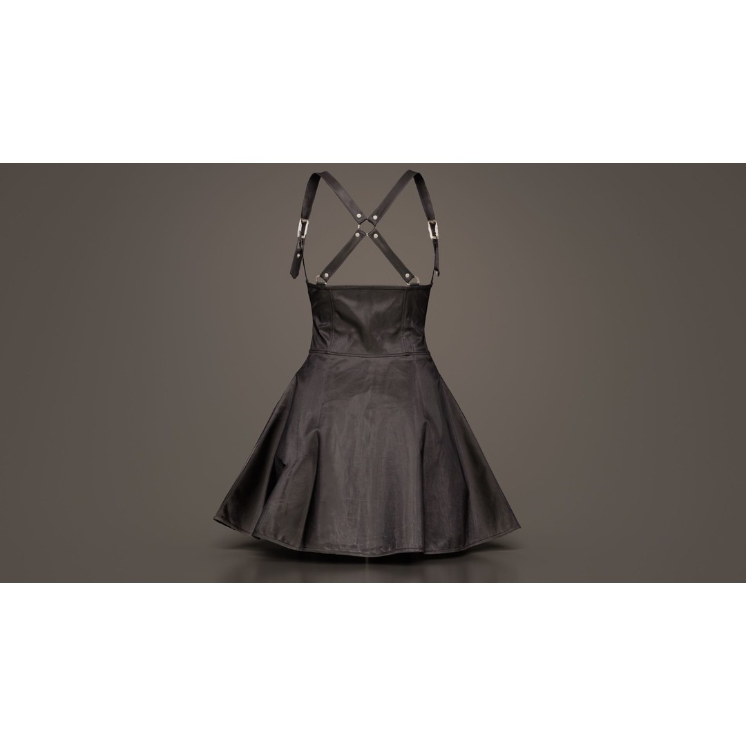 Crossed Back Fetish Dress 3D Model – Low Poly PBR Character Asset, Blender - View 6
