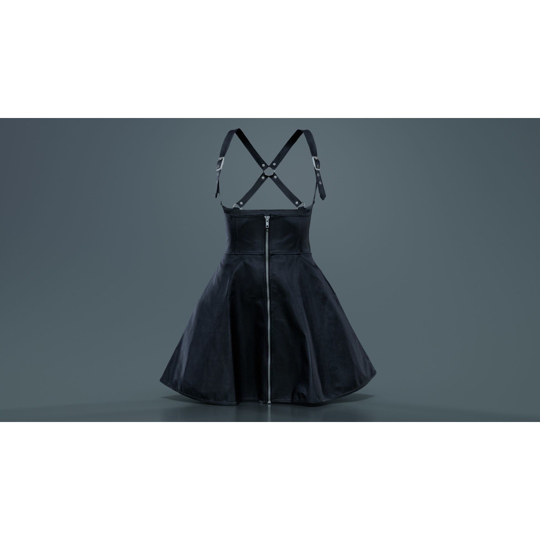 Crossed Back Fetish Dress 3D Model – Low Poly PBR Character Asset, Blender - View 9