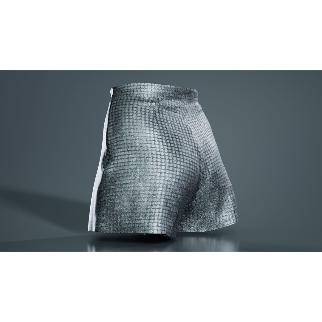 Glitter Shorts 3D Model – Low Poly Women's Clothing, FBX, Blender - View 10