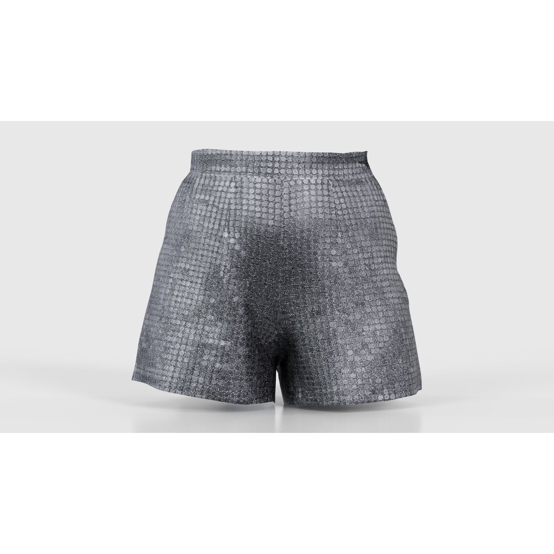 Glitter Shorts 3D Model – Low Poly Women's Clothing, FBX, Blender - View 17