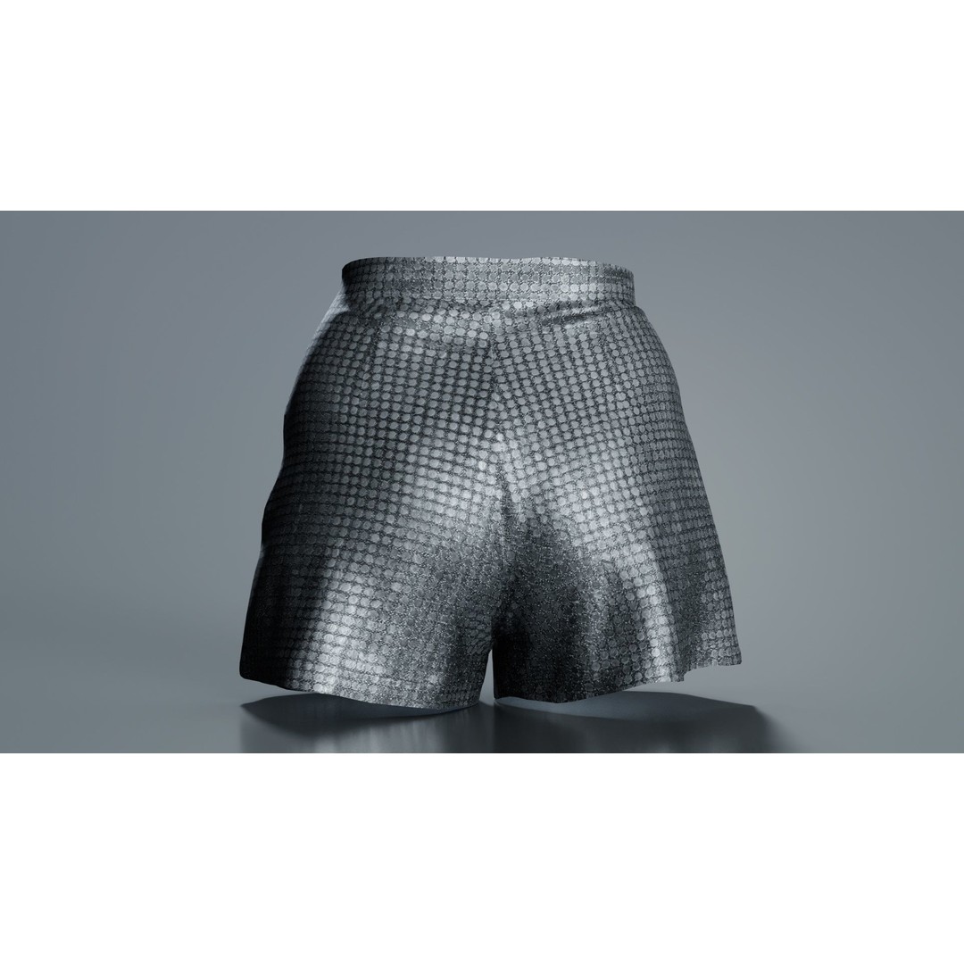Glitter Shorts 3D Model – Low Poly Women's Clothing, FBX, Blender - View 3