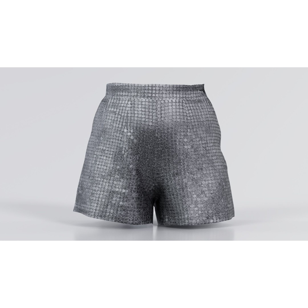 Glitter Shorts 3D Model – Low Poly Women's Clothing, FBX, Blender - View 4
