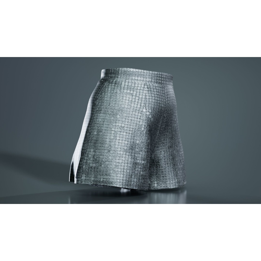 Glitter Shorts 3D Model – Low Poly Women's Clothing, FBX, Blender - View 7