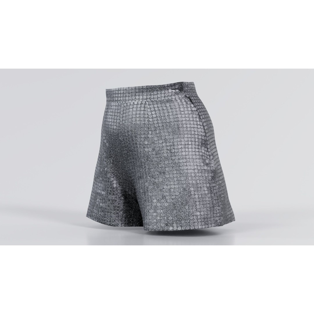 Glitter Shorts 3D Model – Low Poly Women's Clothing, FBX, Blender - View 9