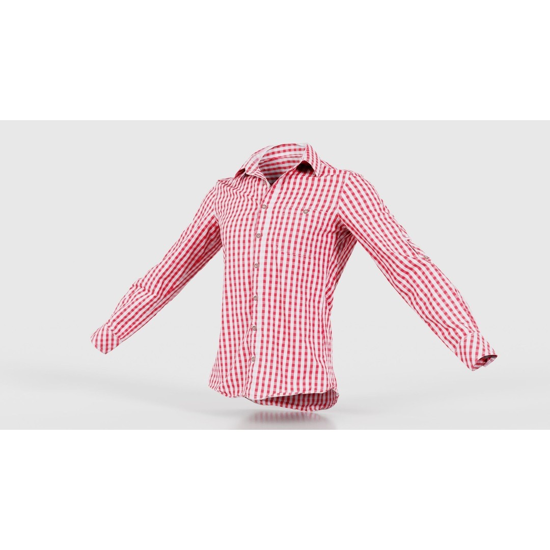 Squares Shirt 3D Model – Low Poly Checkered Apparel, FBX, Blender