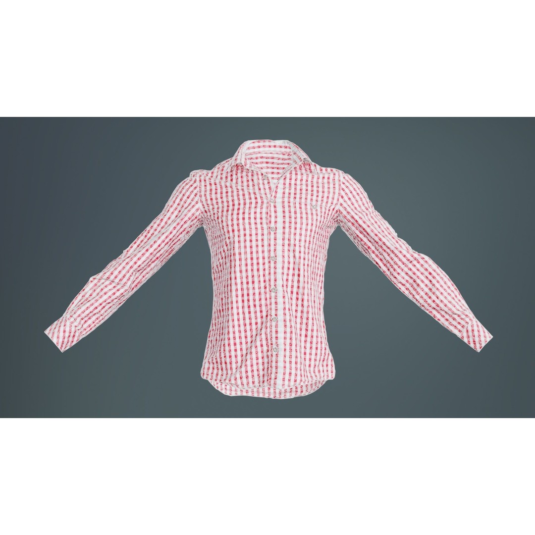 Squares Shirt 3D Model – Low Poly Checkered Apparel, FBX, Blender - View 11