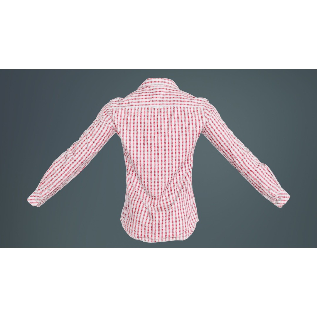 Squares Shirt 3D Model – Low Poly Checkered Apparel, FBX, Blender - View 12