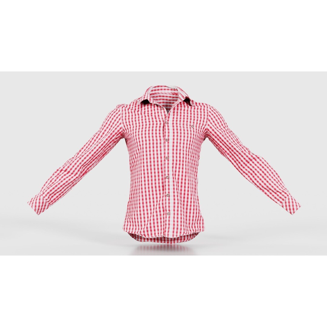 Squares Shirt 3D Model – Low Poly Checkered Apparel, FBX, Blender - View 17