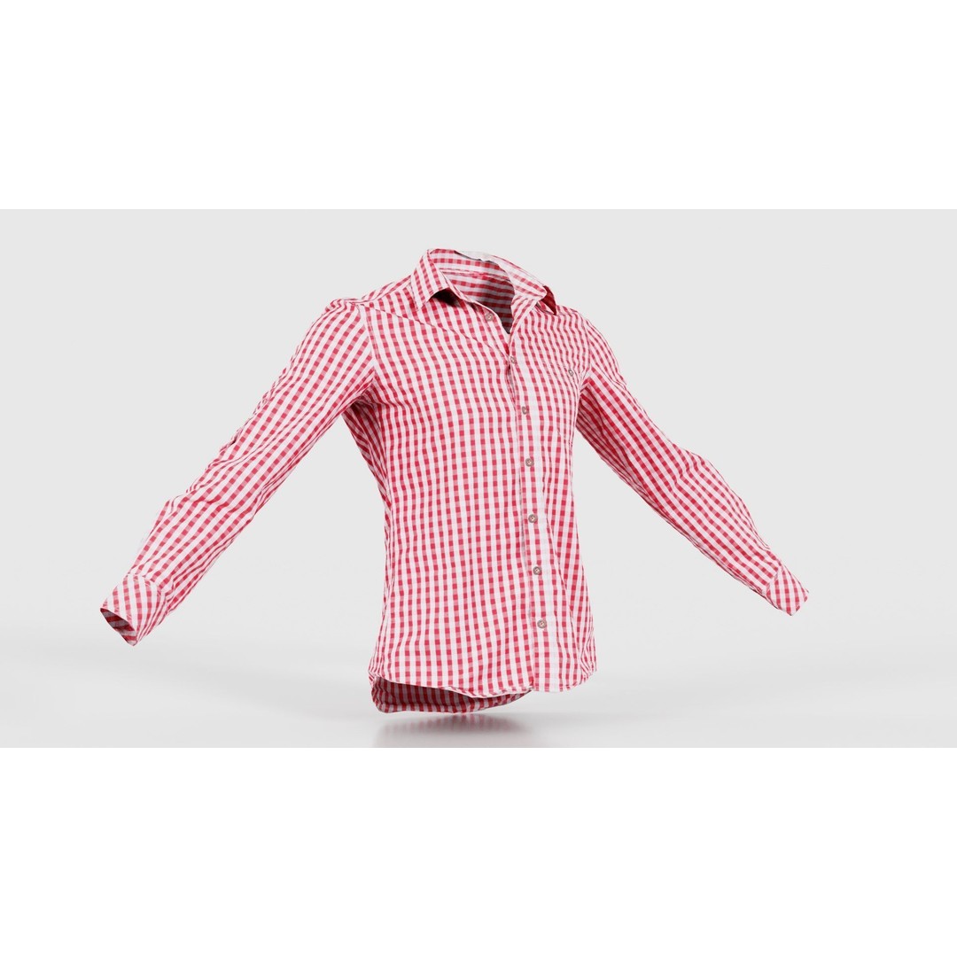 Squares Shirt 3D Model – Low Poly Checkered Apparel, FBX, Blender - View 18
