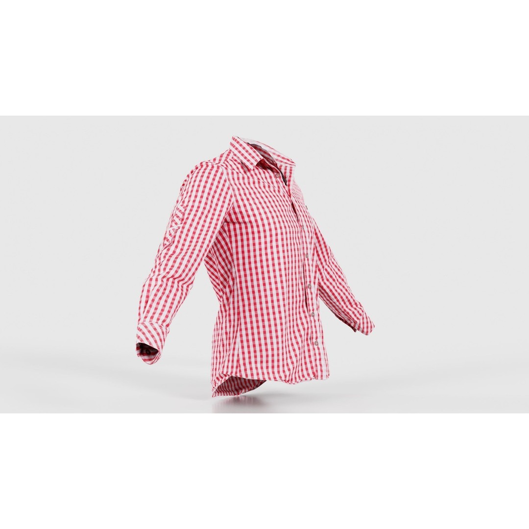 Squares Shirt 3D Model – Low Poly Checkered Apparel, FBX, Blender - View 19
