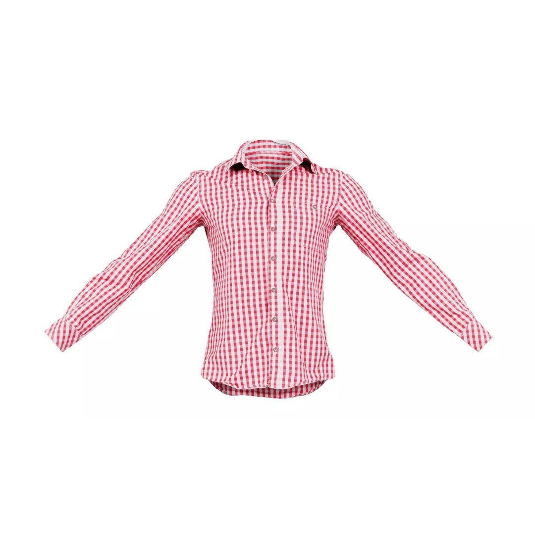 Squares Shirt 3D Model – Low Poly Checkered Apparel, FBX, Blender - View 2