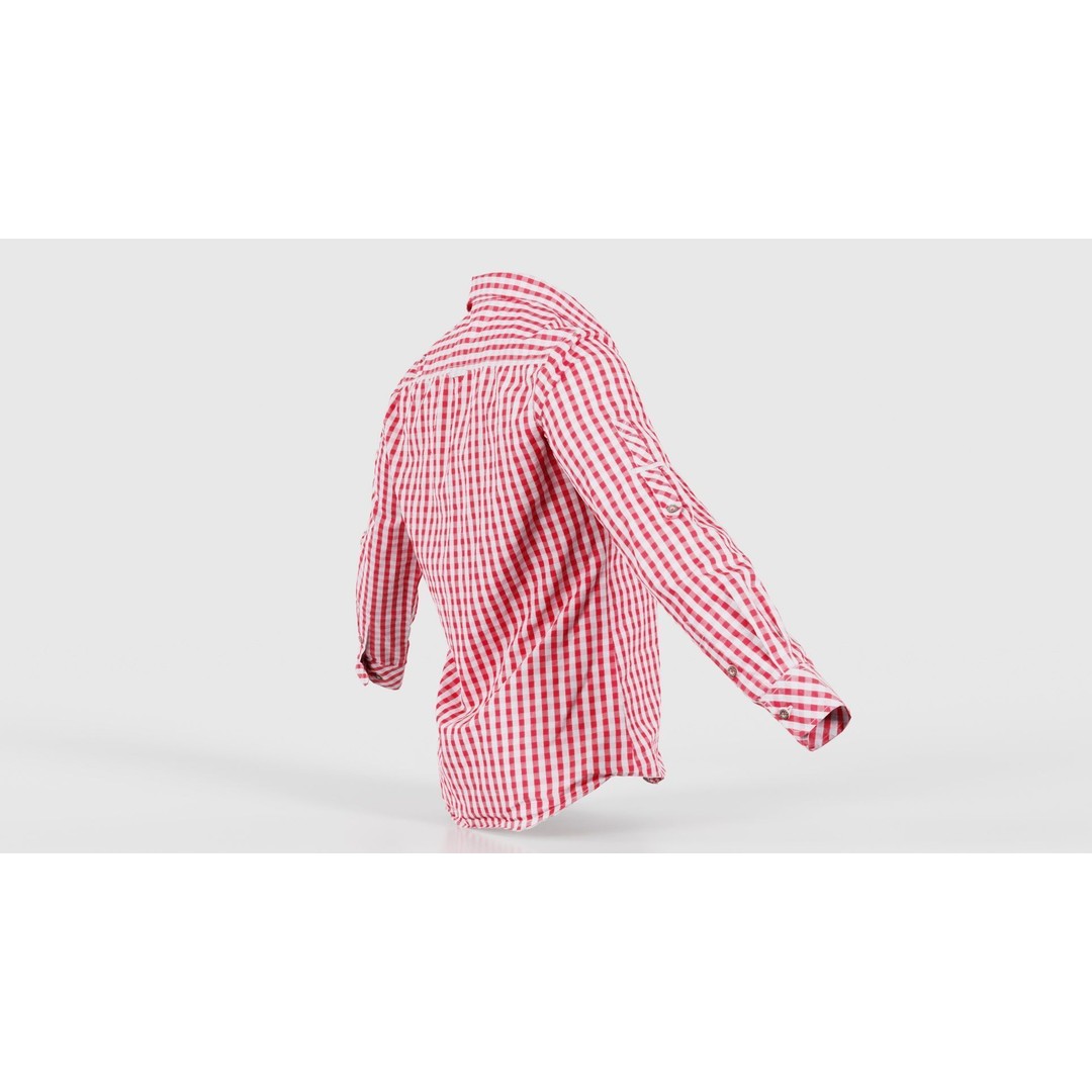 Squares Shirt 3D Model – Low Poly Checkered Apparel, FBX, Blender - View 21