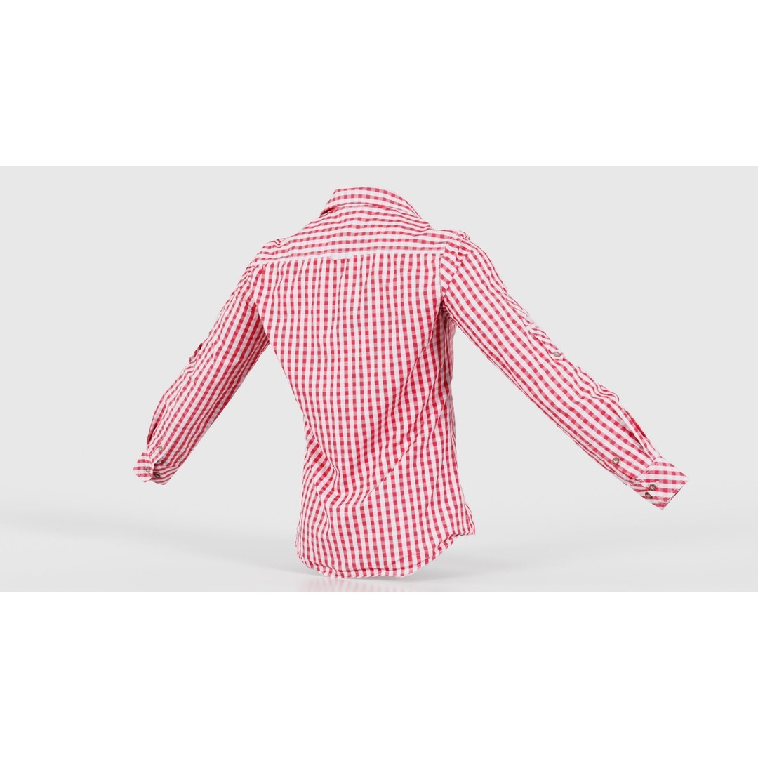 Squares Shirt 3D Model – Low Poly Checkered Apparel, FBX, Blender - View 22