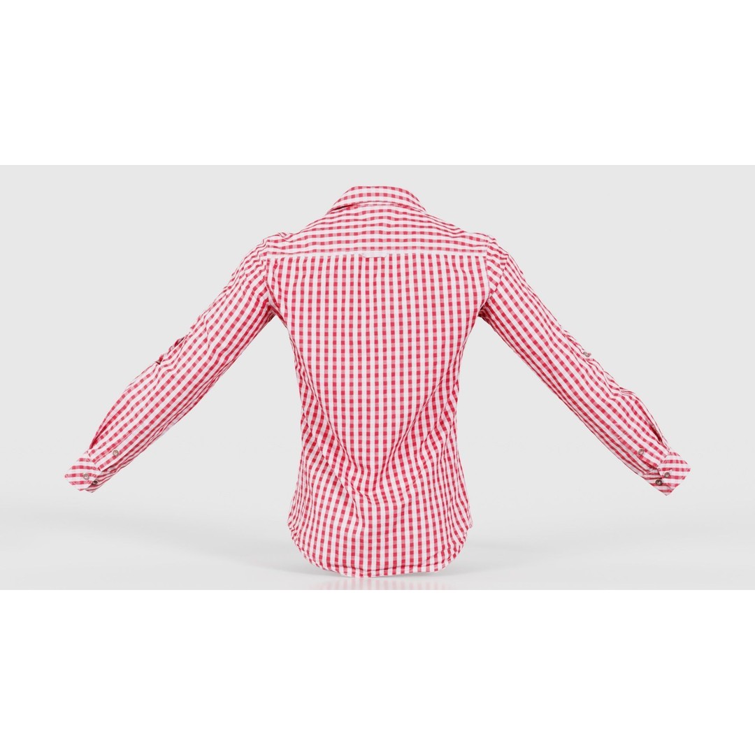 Squares Shirt 3D Model – Low Poly Checkered Apparel, FBX, Blender - View 23