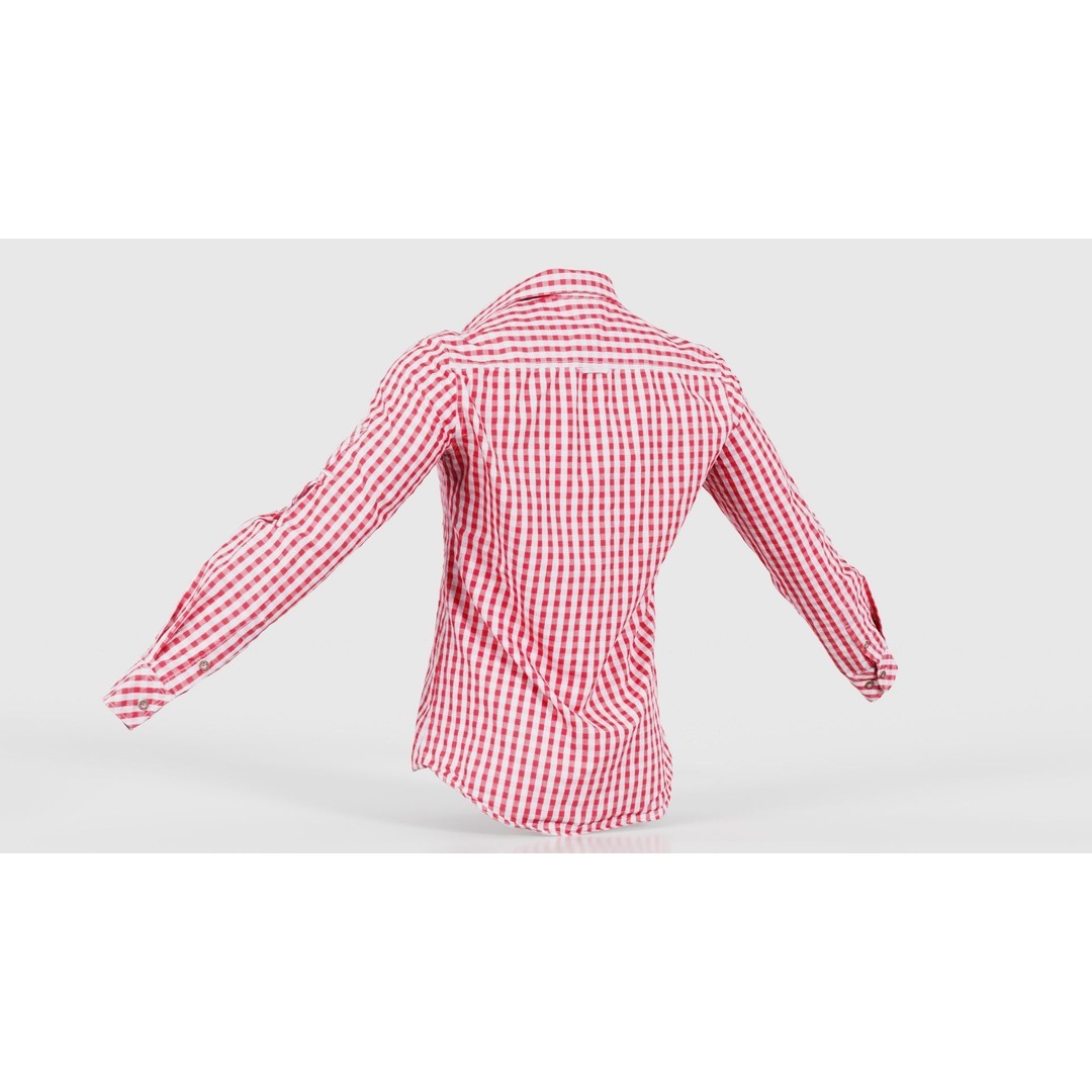 Squares Shirt 3D Model – Low Poly Checkered Apparel, FBX, Blender - View 24