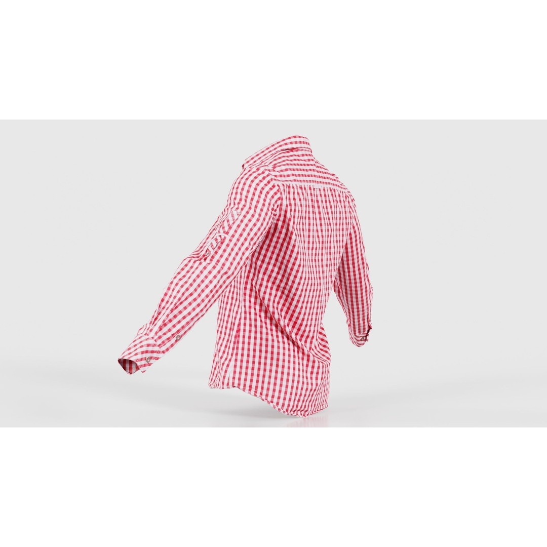 Squares Shirt 3D Model – Low Poly Checkered Apparel, FBX, Blender - View 25