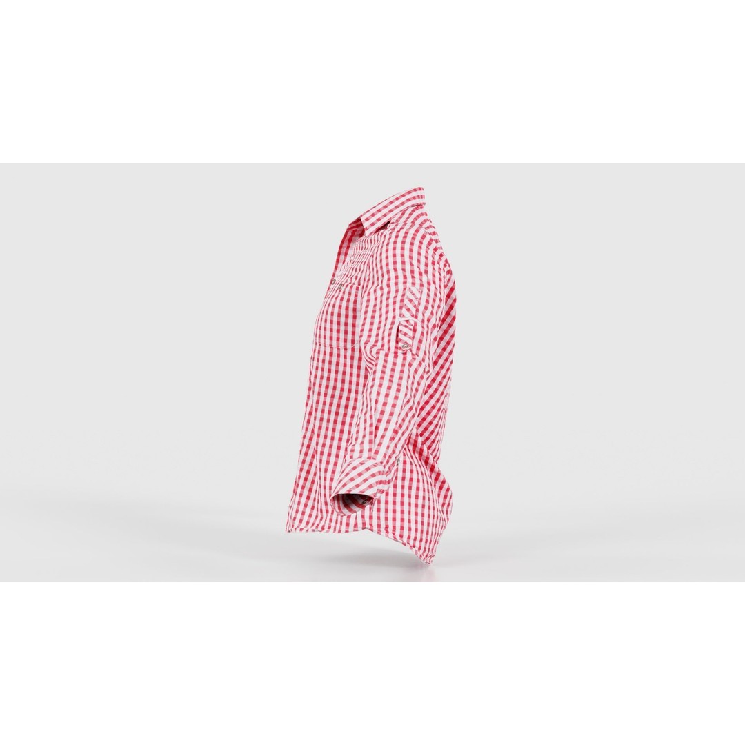 Squares Shirt 3D Model – Low Poly Checkered Apparel, FBX, Blender - View 26