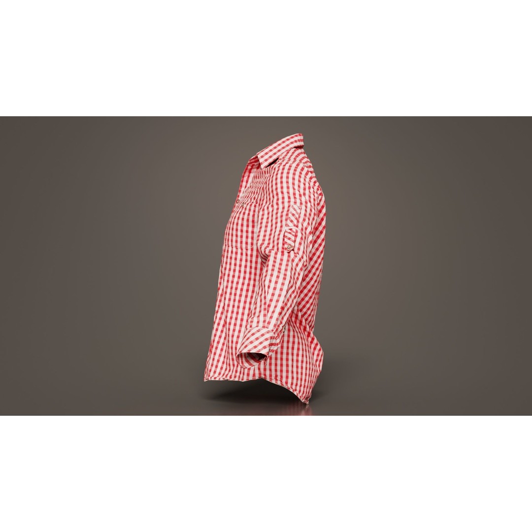 Squares Shirt 3D Model – Low Poly Checkered Apparel, FBX, Blender - View 3